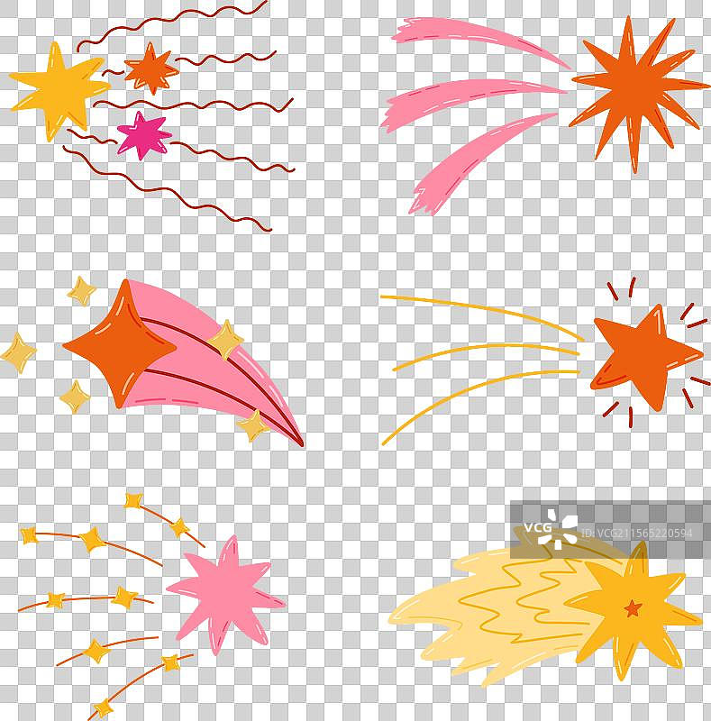 可爱的手绘星尘螺旋闪烁图案集图片素材