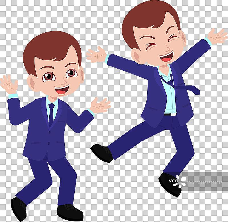 快乐的年轻可爱男孩穿着西装图片素材