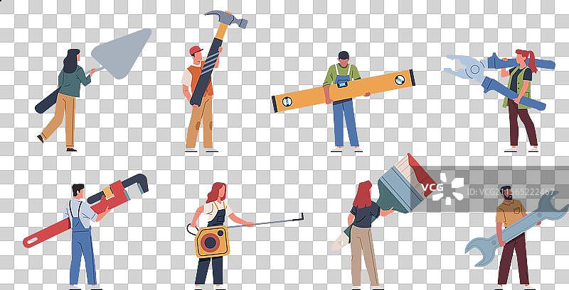 小人们与乐器，工匠在工作图片素材