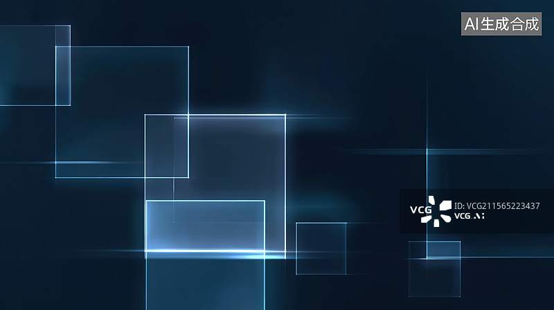 【AI数字艺术】蓝色背景上的透明方形图案图片素材