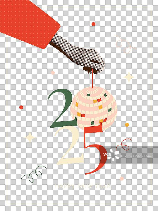 圣诞横幅与半色调拼贴手绘图图片素材