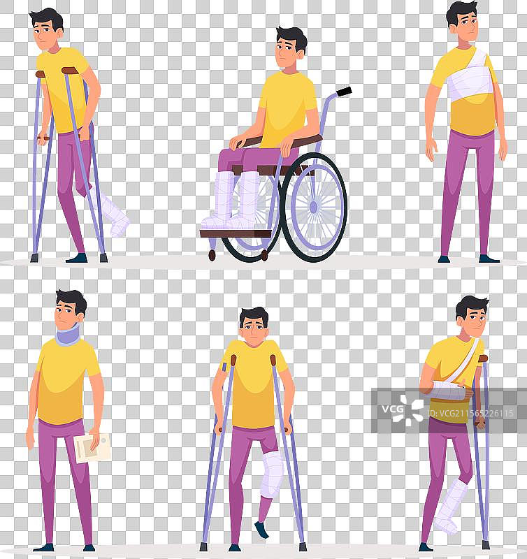 受伤的人物，身体包扎，手部受伤图片素材