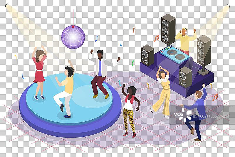 迪斯科的三维等距平面图图片素材