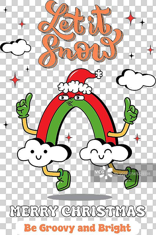 嬉皮士风格的彩虹，祝你圣诞快乐与幸福图片素材