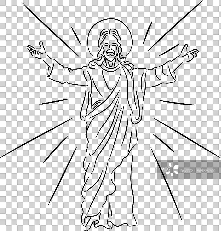 耶稣基督张开双臂向你问好图片素材