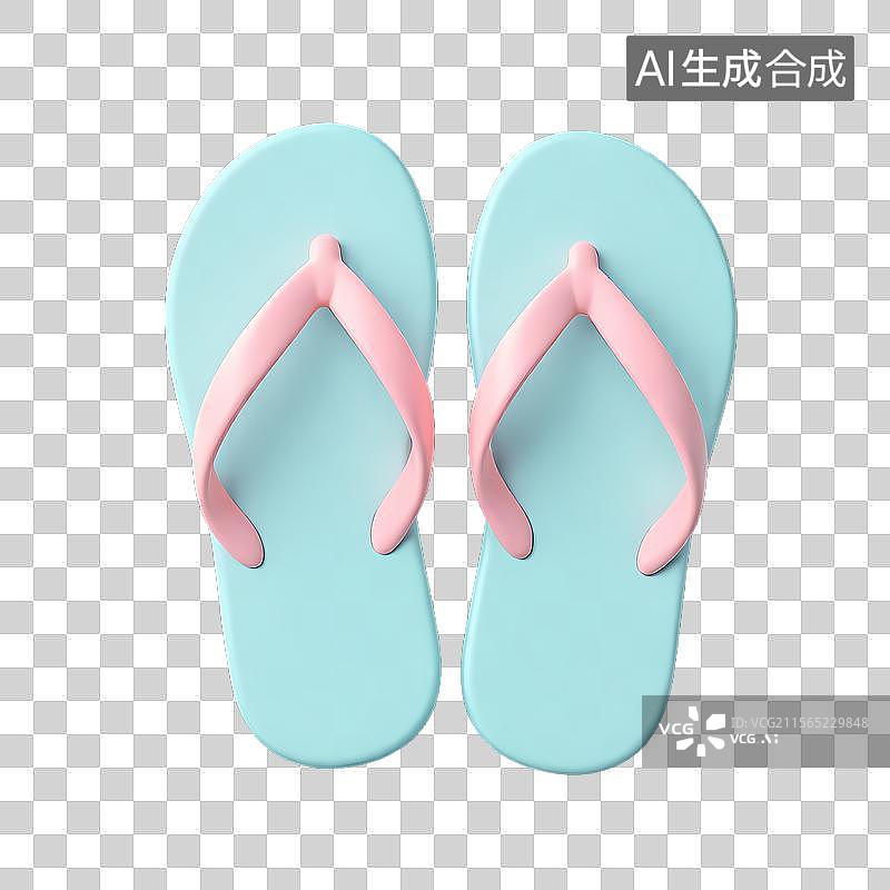 【AI数字艺术】一双淡蓝色的拖鞋图片素材