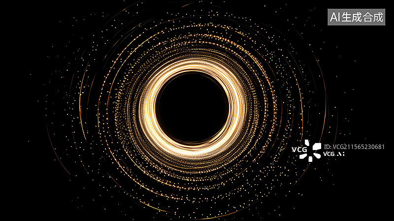 【AI数字艺术】金色圆形数据流可视化图片素材