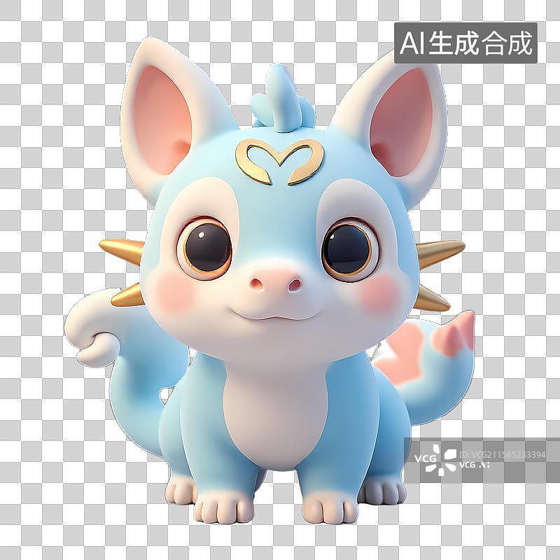 【AI数字艺术】一只可爱的小蓝龙图片素材