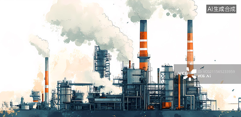 【AI数字艺术】工业综合体排放图片素材