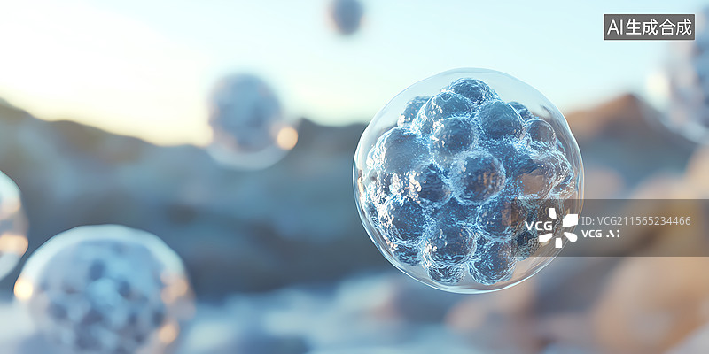 【AI数字艺术】抽象的微观分子结构图图片素材