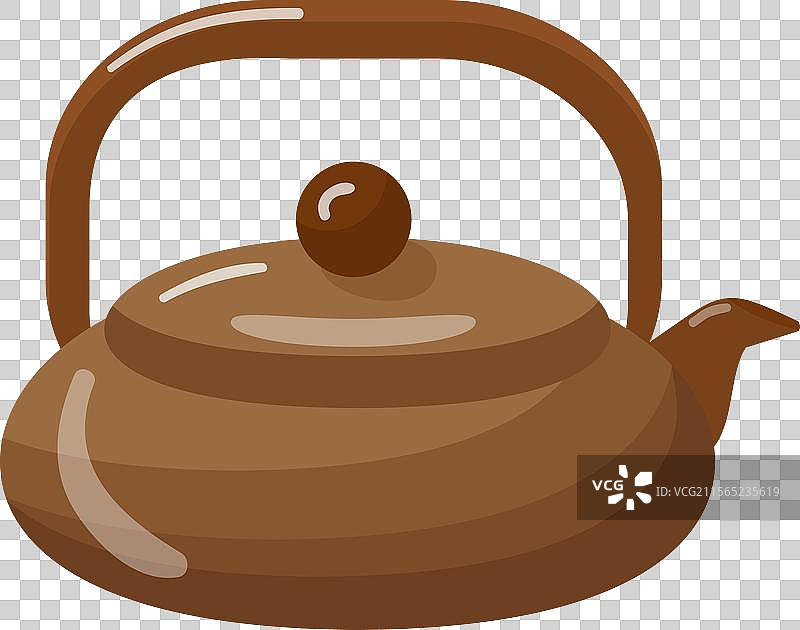 卡通风格的传统棕色茶壶图片素材