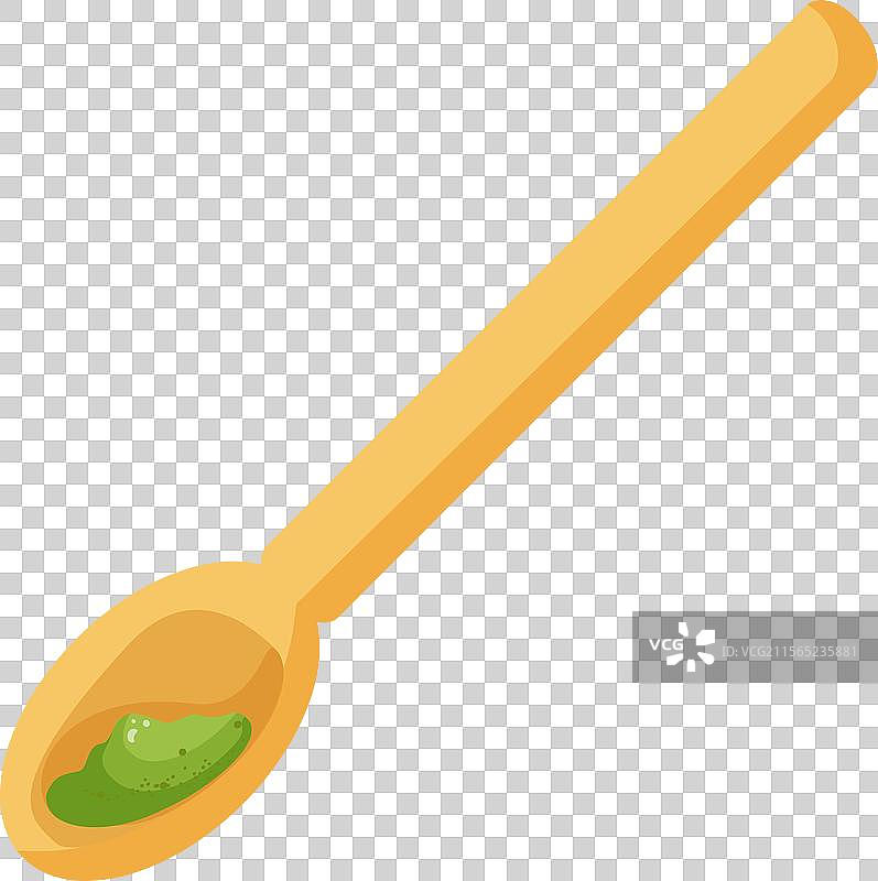 木勺与绿色酱汁图片素材