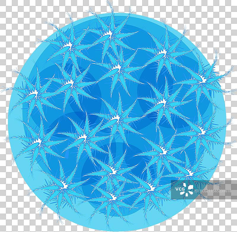 抽象蓝色雪花球体图片素材