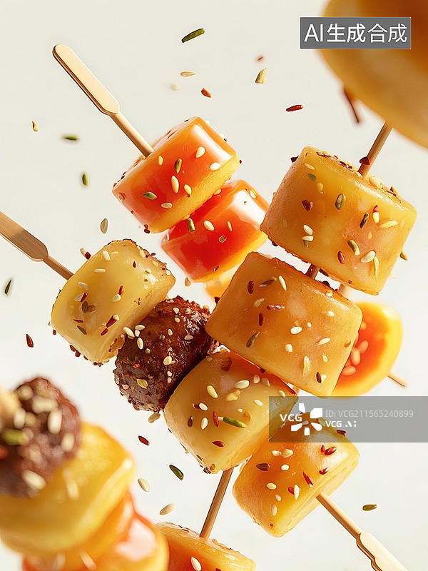 【AI数字艺术】炸串，烤串，肉串，素串，烧烤，巴比Q图片素材
