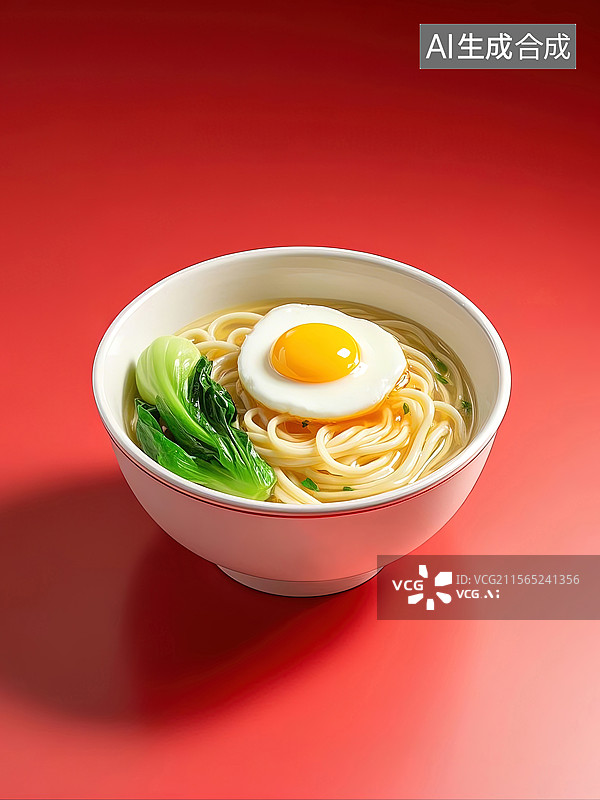 【AI数字艺术】长寿面，面条，汤面，素面，荷包蛋，早餐图片素材