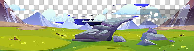 夏季山谷石头与山脉的风景图片素材