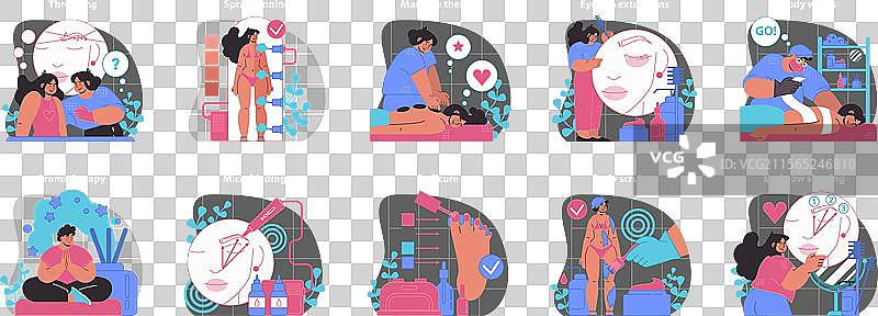 健康与美丽套装，涵盖多样的身体类型图片素材