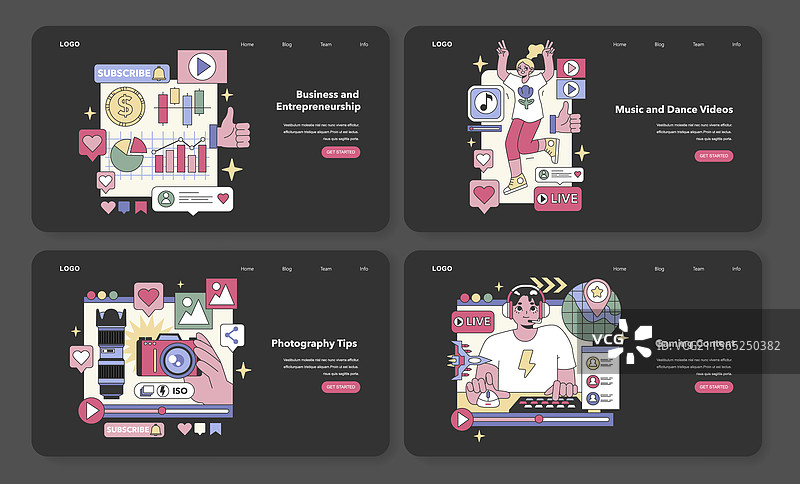 社交媒体内容集平面设计图片素材