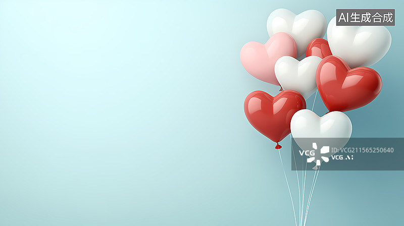 【AI数字艺术】心形气球的节日庆祝图片素材