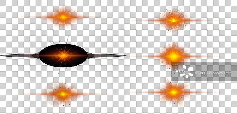 一组橙色水平光效镜头图片素材