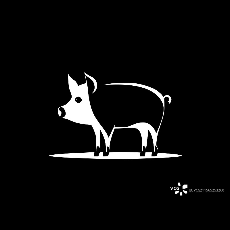 黑白色猪的孤立图标图片素材