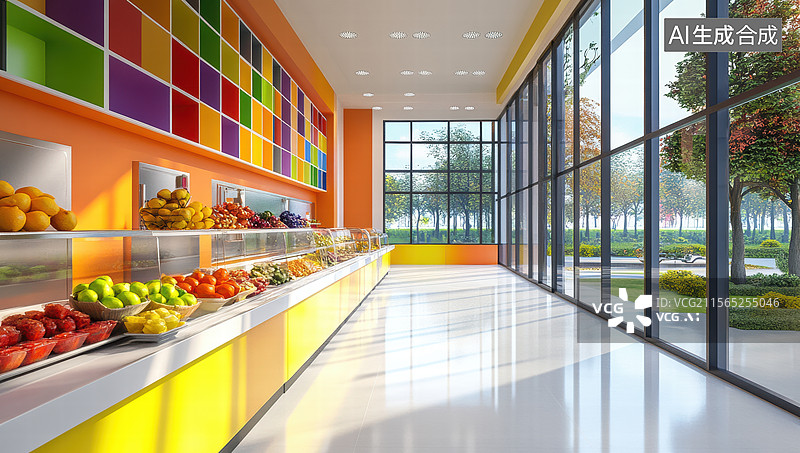 【AI数字艺术】现代校园食堂环境图片素材