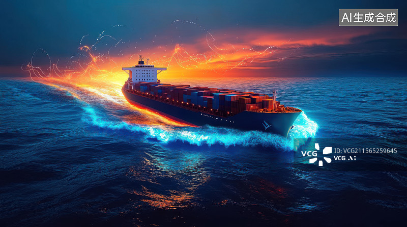 【AI数字艺术】货轮贸易经济关税科技轮船远洋航行图片素材