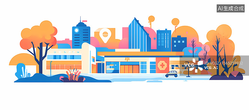 【AI数字艺术】秋日现代都市风景图片素材