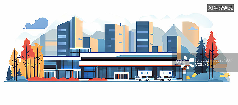 【AI数字艺术】秋日现代都市风景图片素材