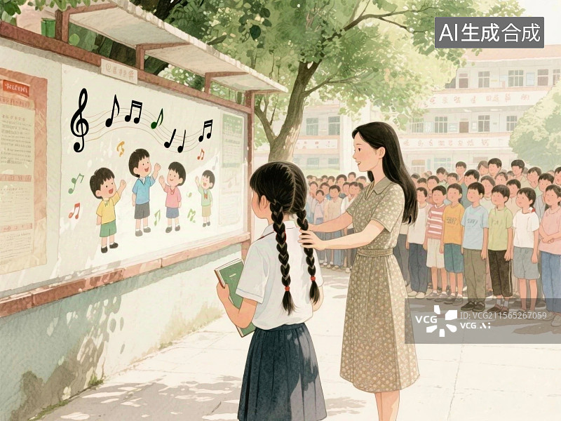 【AI数字艺术】校园音乐课师生互动图片素材