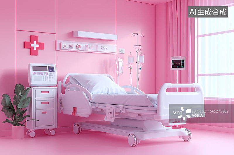 【AI数字艺术】医院里的病床图片素材