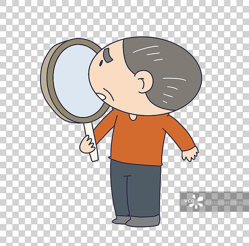 手拿放大镜的老人图片素材