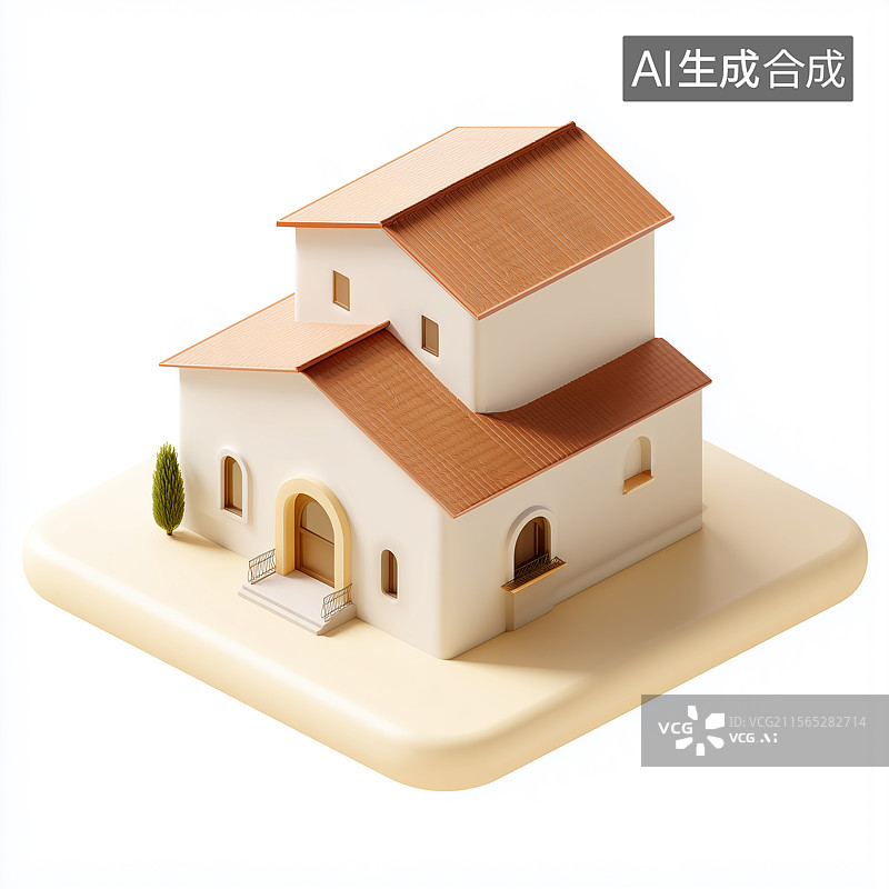【AI数字艺术】现代别墅房屋图标图片素材
