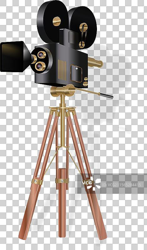 复古电影摄影机放在白色背景上图片素材
