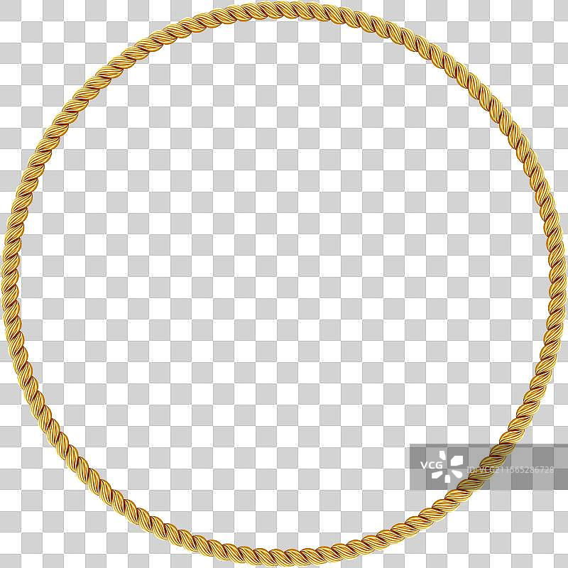 金色扭绳圆形框架圆形绳边图片素材