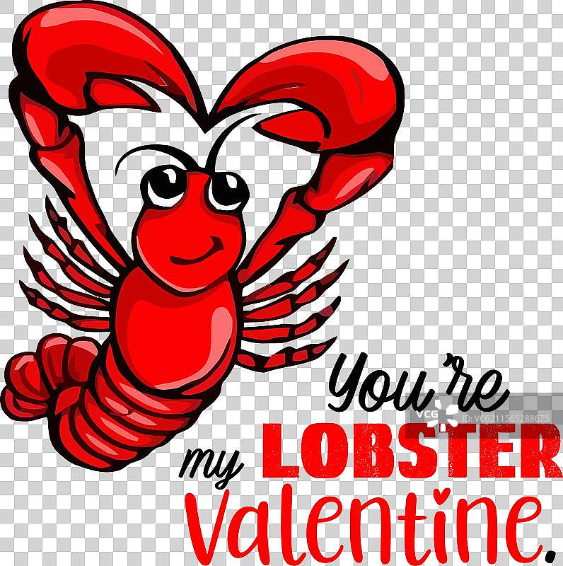 可爱的龙虾情人节艺术作品图片素材