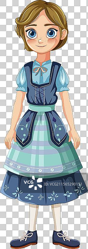 穿着色彩斑斓传统服装的小女孩图片素材