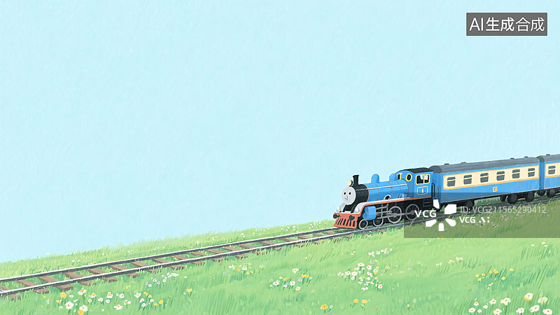 【AI数字艺术】2D卡通草原插画图片素材