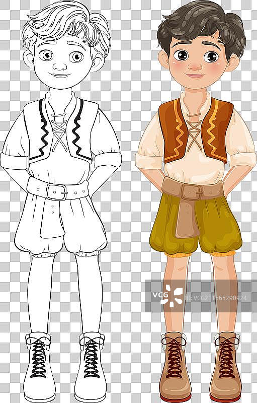 一个穿着传统服饰的男孩图片素材