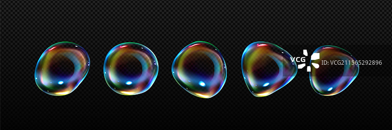 圆形不规则形状的彩虹肥皂泡图片素材