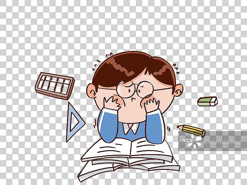 成绩 学习 困难 烦恼 学生 孩子 儿童 学习困难 难过 苦恼 书本 铅笔图片素材