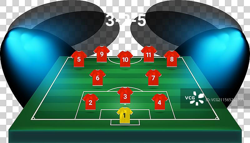 3-2-5 足球队阵型模板图片素材