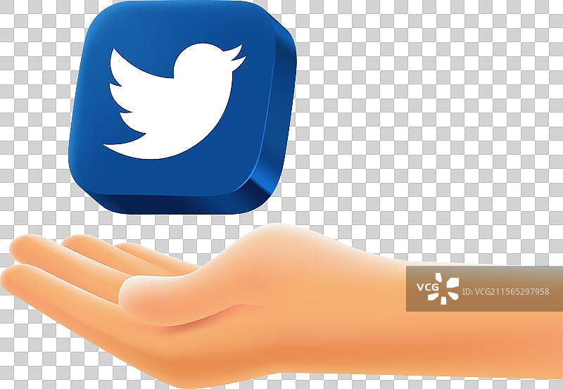 旧版Twitter应用的3D按钮与手部图案图片素材