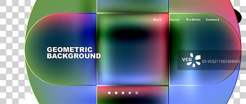 几何抽象玻璃效果，带有圆形和图片素材