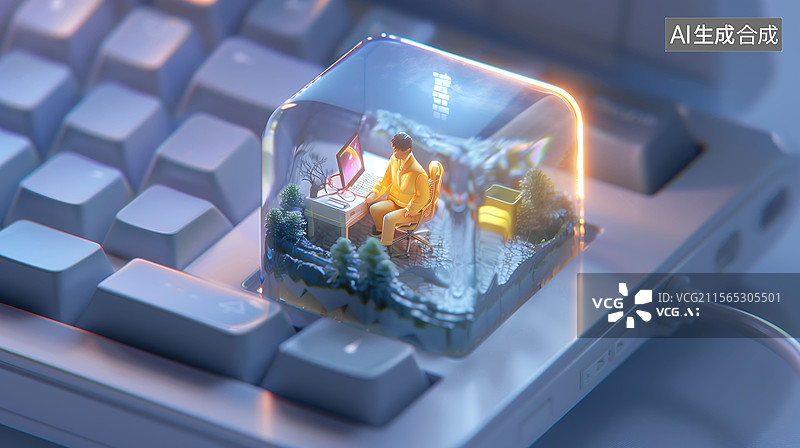 【AI数字艺术】在玻璃建筑中工作的人们图片素材