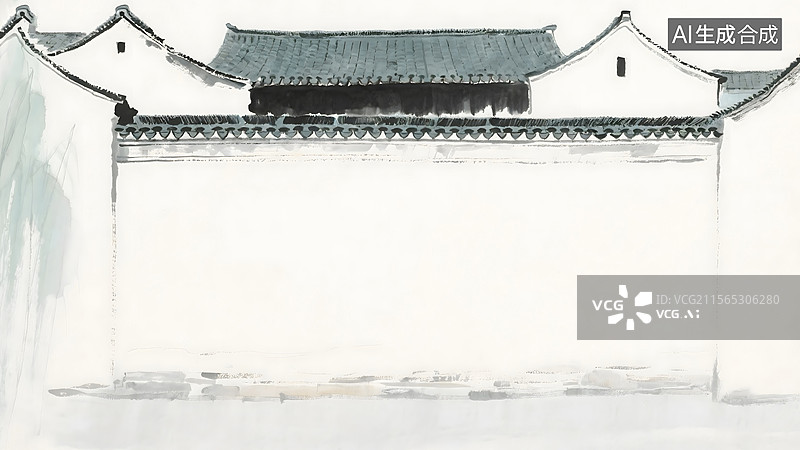 【AI数字艺术】传统建筑水墨画背景最大图片素材