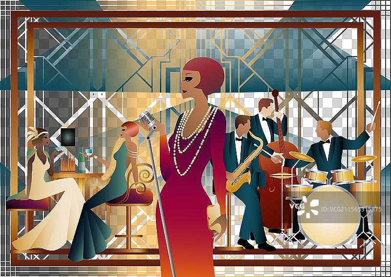 餐厅咖啡馆里的爵士乐手和歌手图片素材