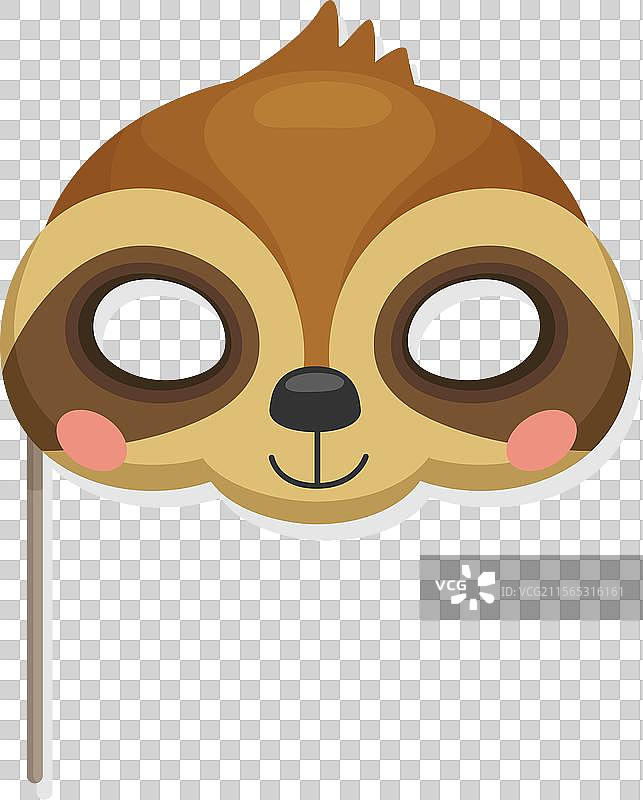 树懒动物狂欢派对面具，适合儿童节日使用图片素材