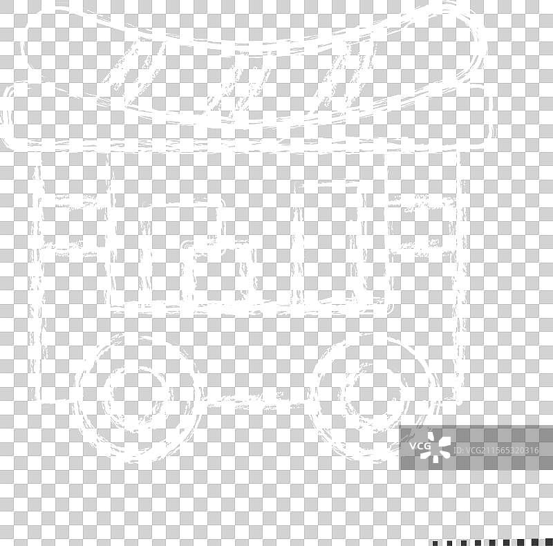 与城市标志相关的食品车图标，粉笔风格图片素材