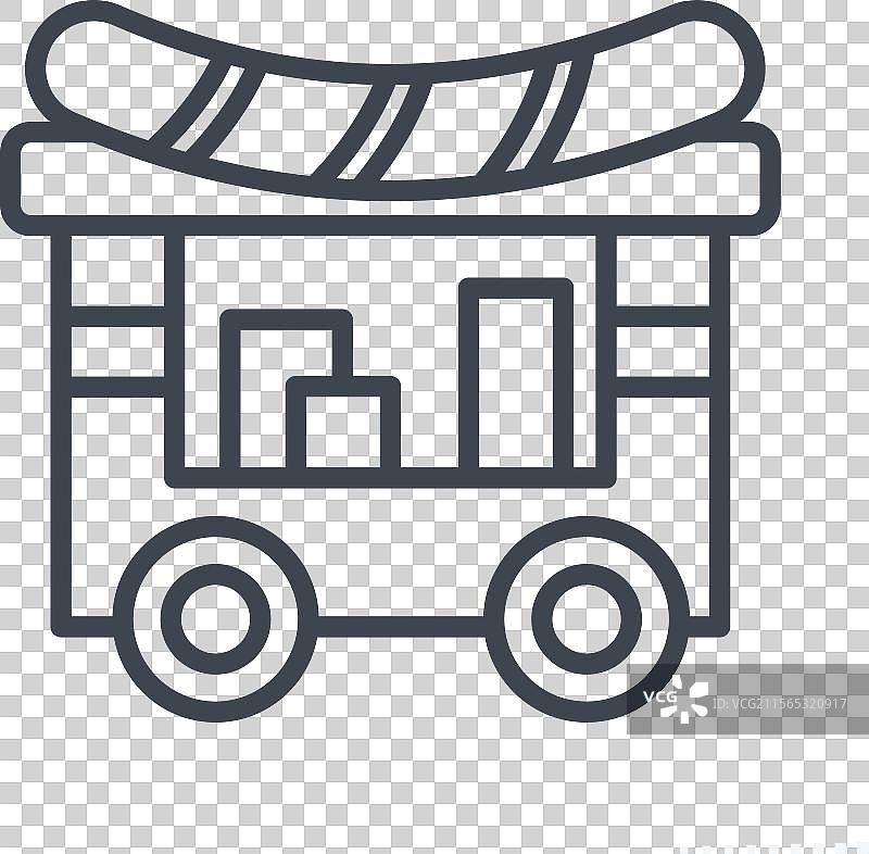 与城市标志相关的食品车图标，线条风格图片素材